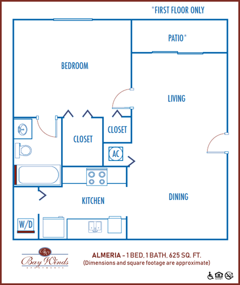 One bedroom floor plan  at Bay Winds, Florida